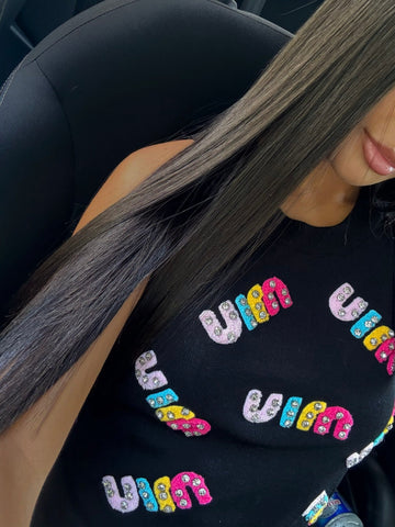 TOP NOIR MULTICOLORE